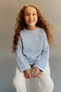 Chandail en tricot de coton ajourée