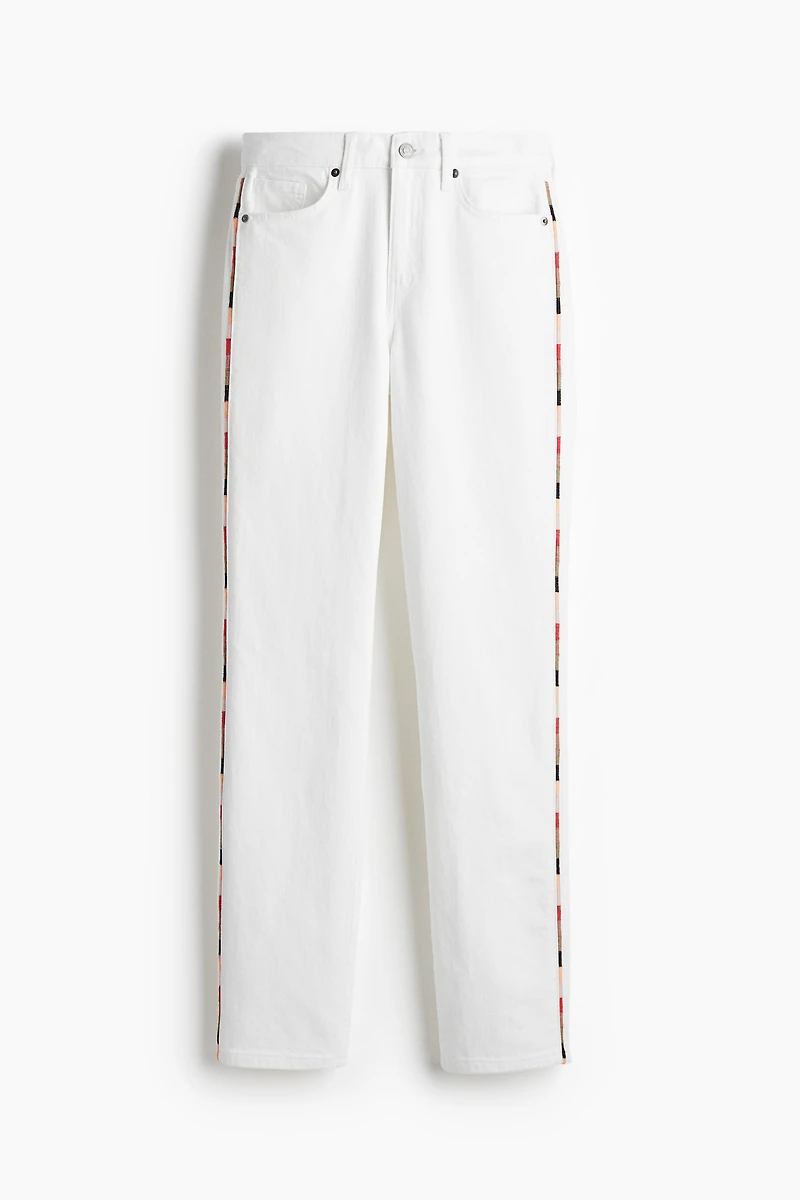 Straight Regular Jeans with Side Stripes