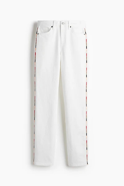 Straight Regular Jeans with Side Stripes