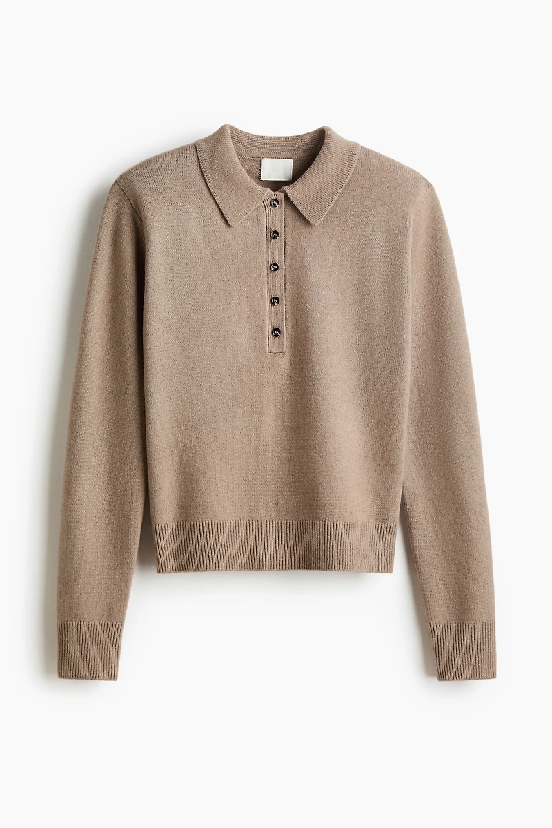 Shoulder-Pad Polo Sweater