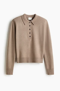Shoulder-Pad Polo Sweater