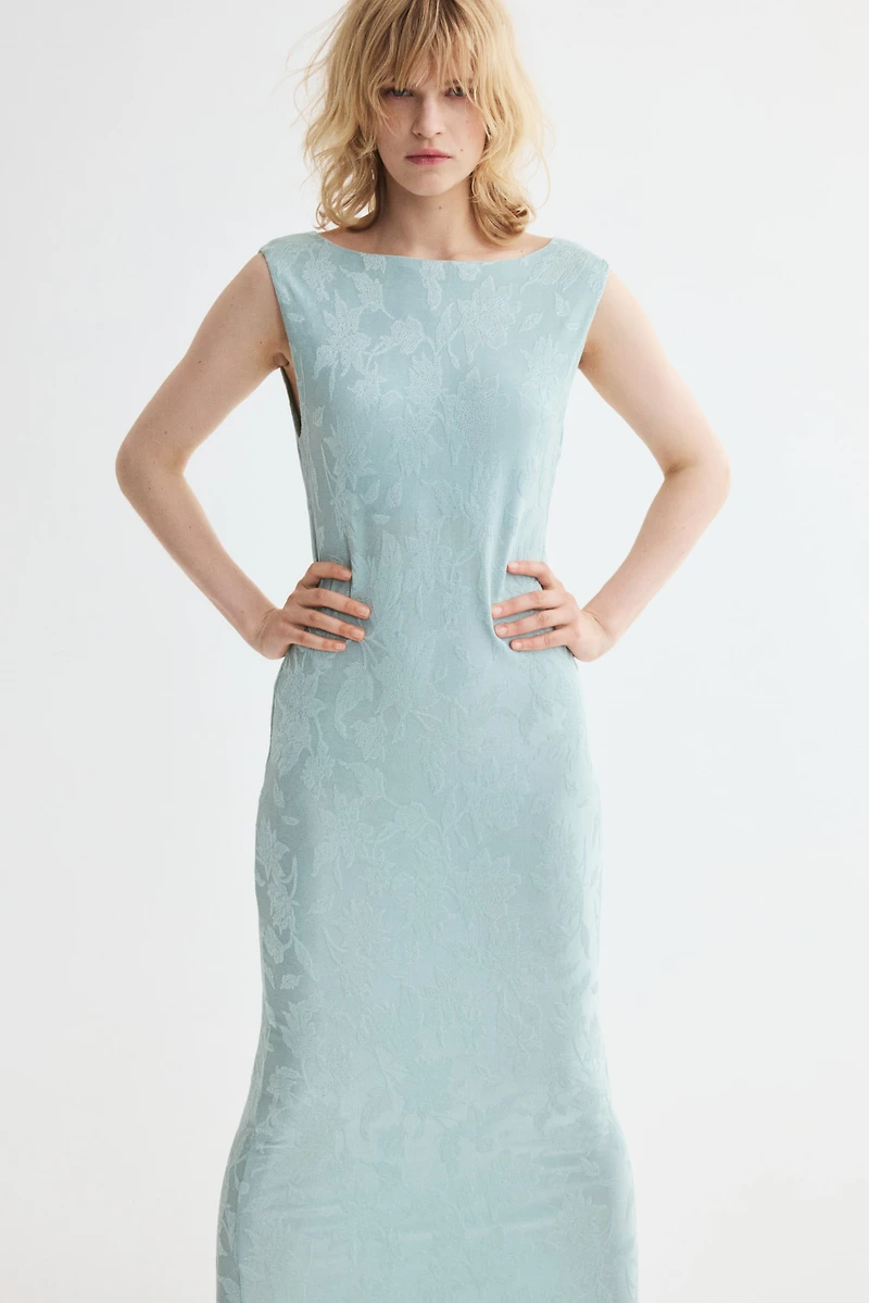 Robe en jersey jacquard à dos bénitier