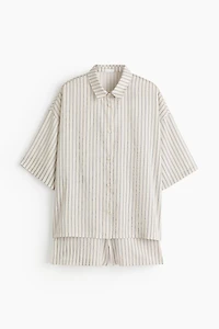 Pyjama rayé en satin de lyocell