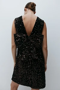 MAMA Bow-Detail Sequined Dress