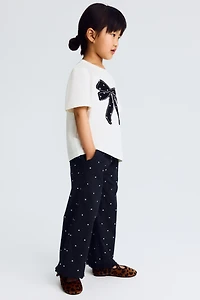 Lace-trimmed seersucker trousers