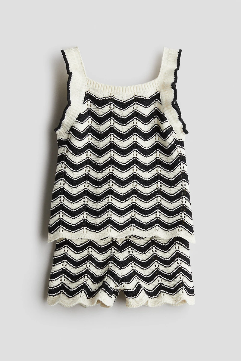 2-Piece Cotton Pointelle-Knit Set