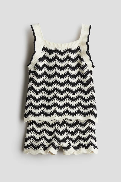 2-Piece Cotton Pointelle-Knit Set