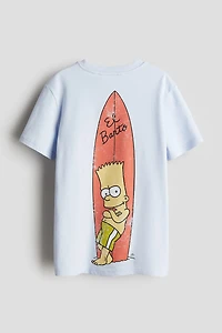 Print-motif cotton T-shirt