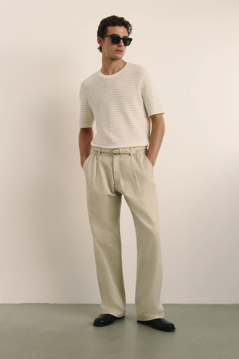 Relaxed-Fit Tailored Linen-Blend Pants