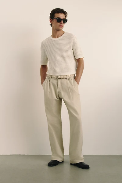Relaxed-Fit Tailored Linen-Blend Pants
