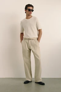 Relaxed-Fit Tailored Linen-Blend Pants