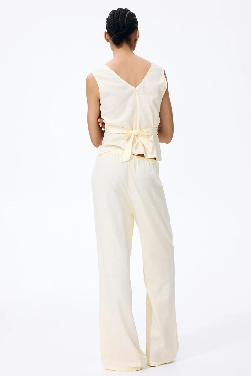Linen-Blend Drawstring Pants