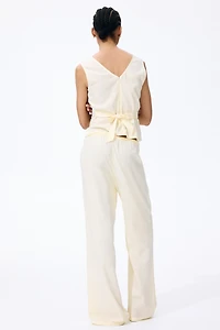 Linen-Blend Drawstring Pants
