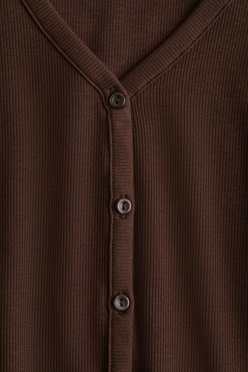 Ribbed Button-Front T-Shirt