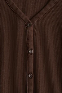 Ribbed Button-Front T-Shirt