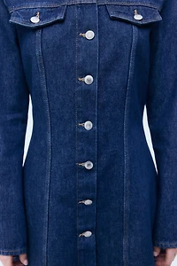 Flared-Skirt Denim Dress