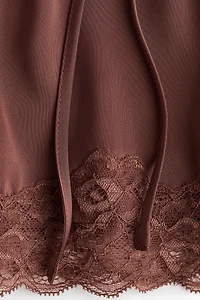 Lace-Trimmed Satin Shorts