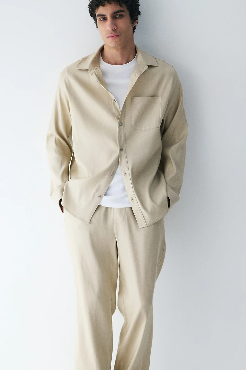 Easy Care Loose-Fit Linen-Blend Pants