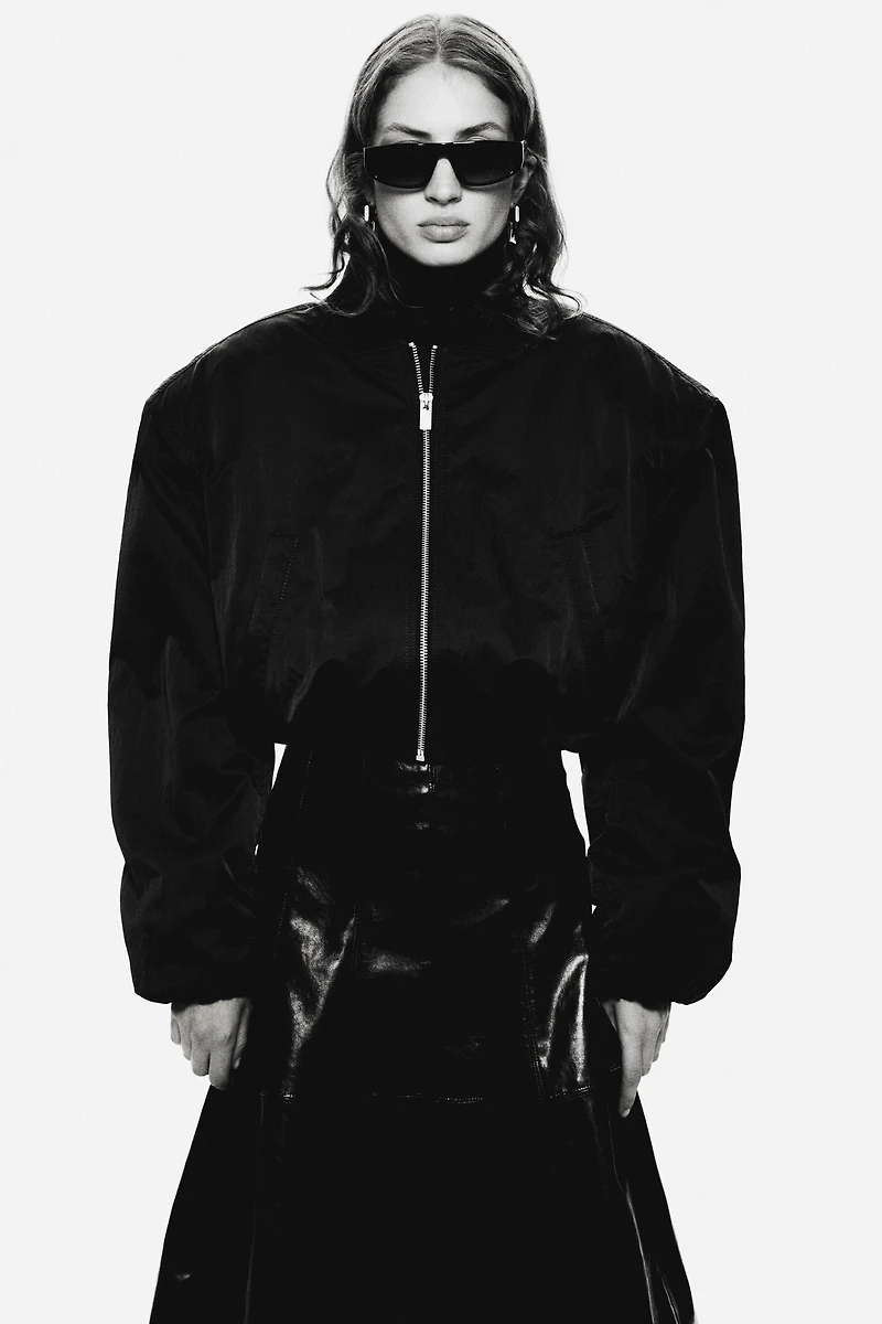 Bomber Jacket with Shoulder Pads