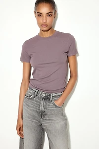Ribbed Viscose T-Shirt