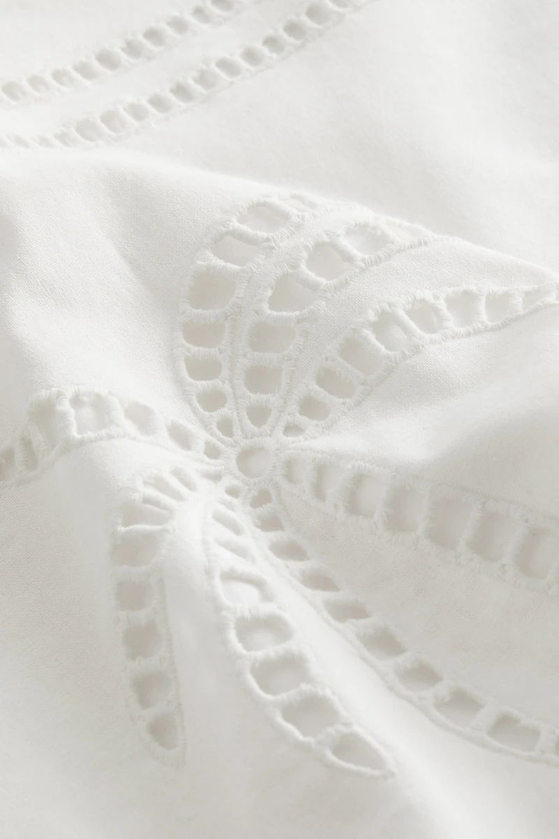Eyelet-Embroidered Cushion Cover