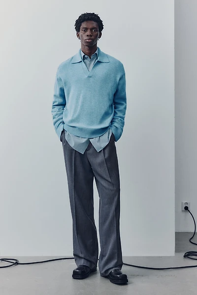 Wool-Blend Polo Sweater