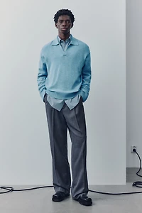 Wool-Blend Polo Sweater