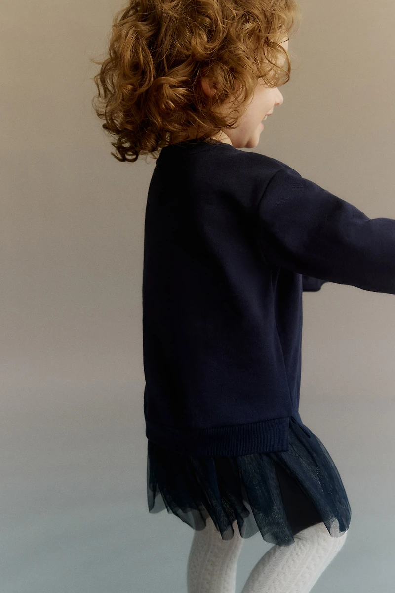 Sweatshirt Dress with Tulle Skirt