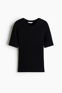 Ribbed Silk-Blend Top