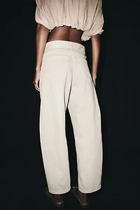 High-Waist Barrel-Leg Ankle Jeans