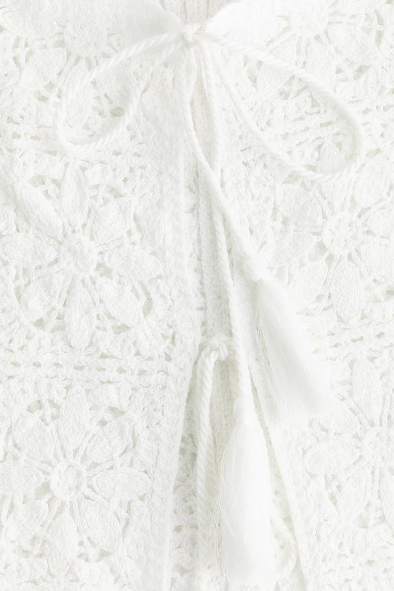 Tie-Front Pointelle-Knit Top