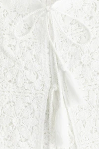 Tie-Front Pointelle-Knit Top