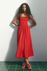 Smocked Dress with Flared Skirt