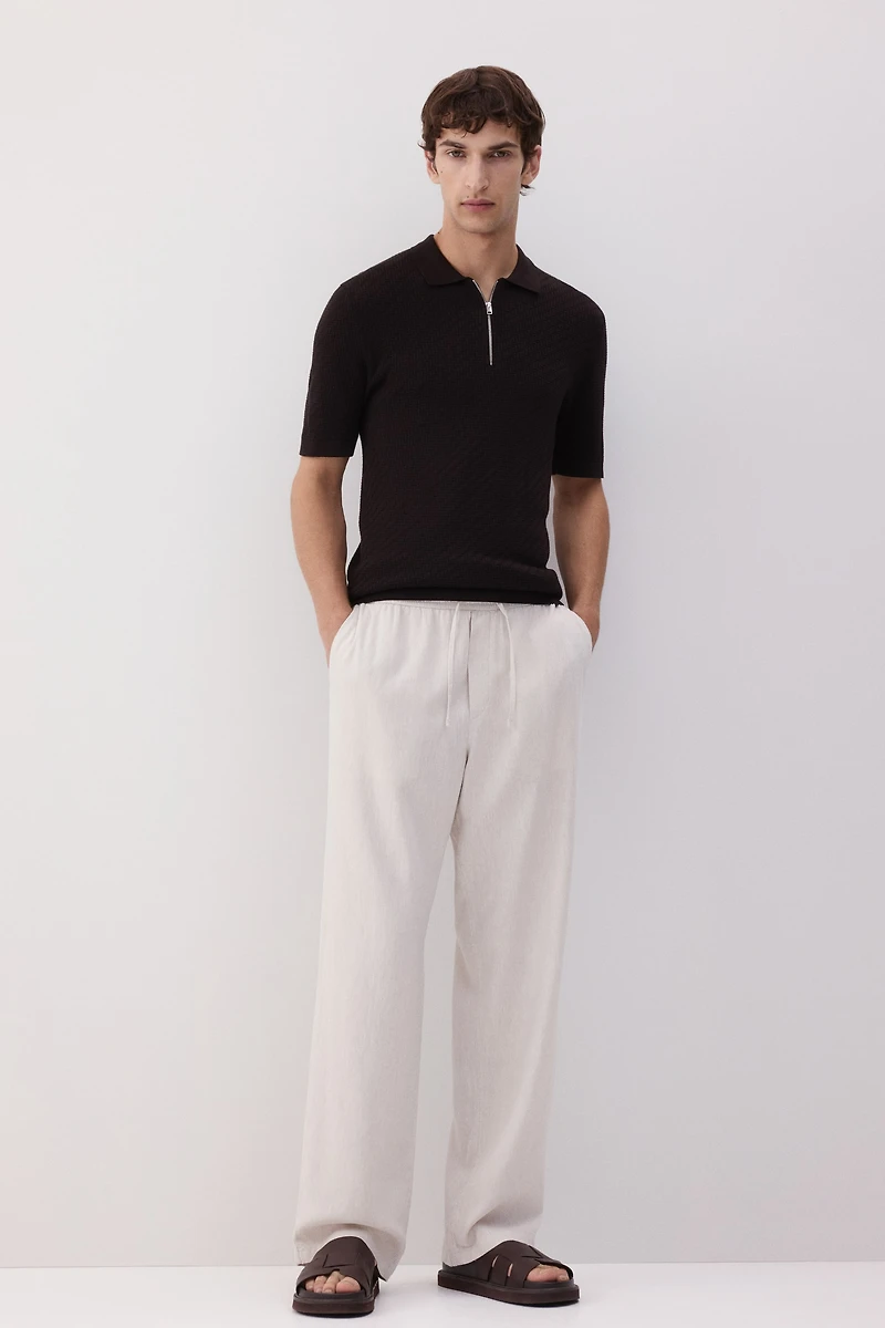 Relaxed Fit Linen-Blend Pants