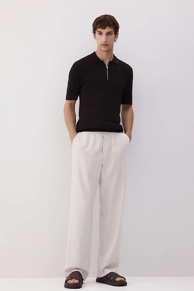 Relaxed Fit Linen-Blend Pants