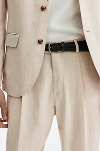 Regular-Fit Tailored Linen-Blend Pants