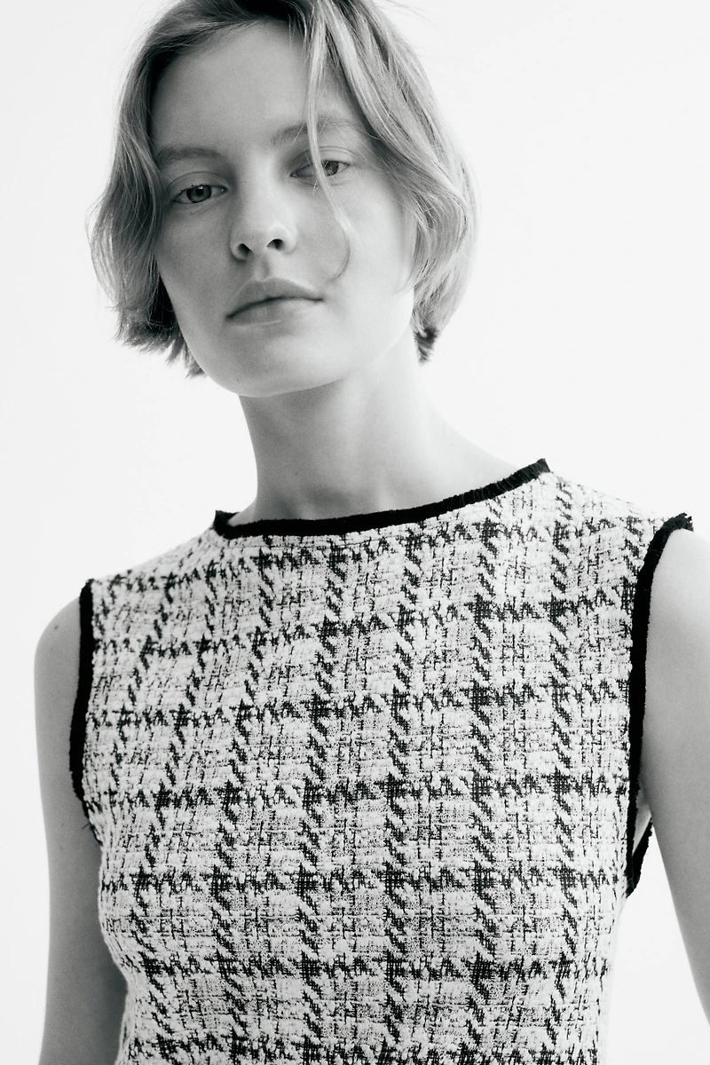 Fringed Bouclé-Knit Dress