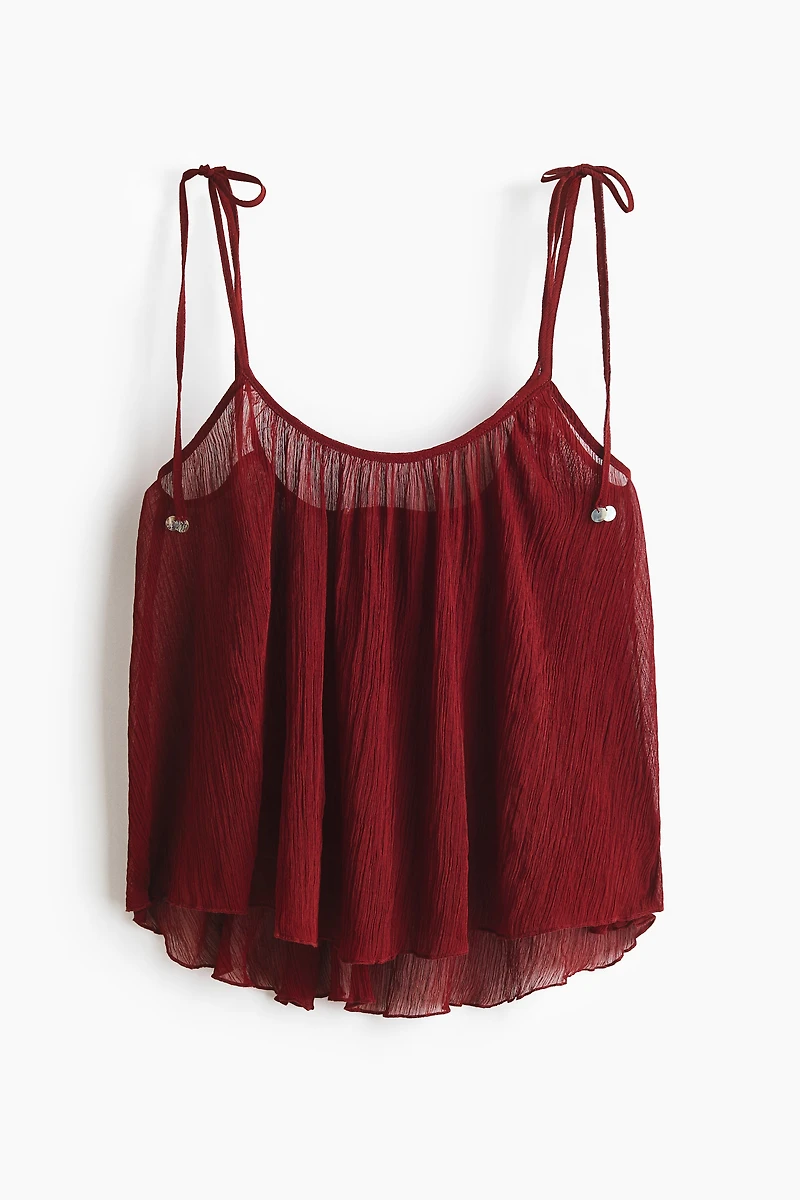 Crinkled Tie-Strap Beach Top