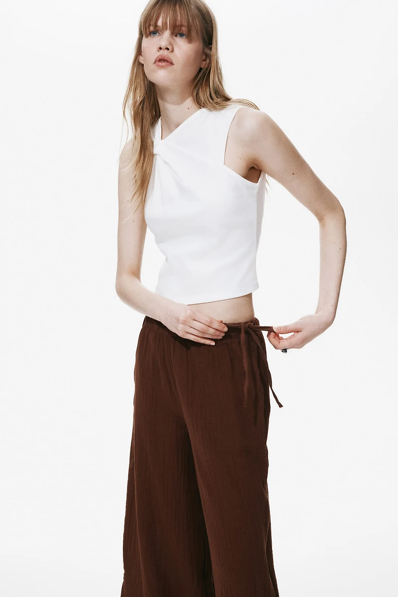 Pantalon en mousseline avec cordon de serrage