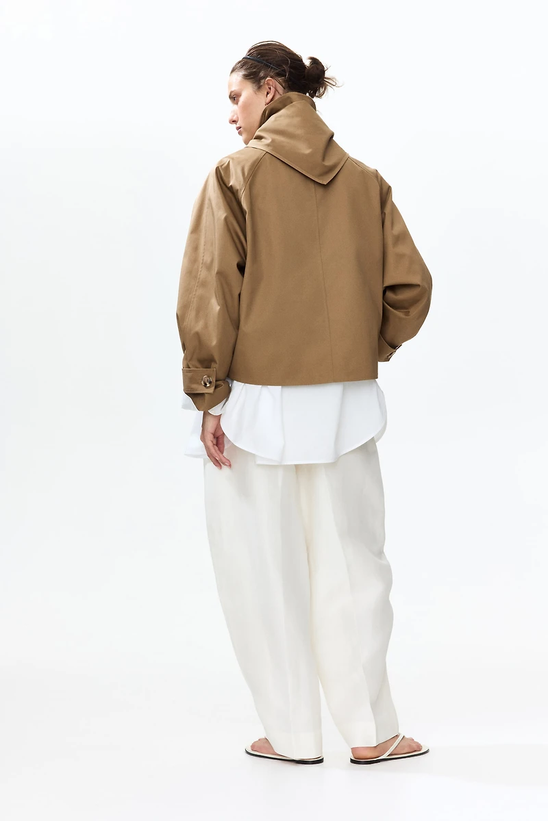 Short Trench Coat with Scarf
