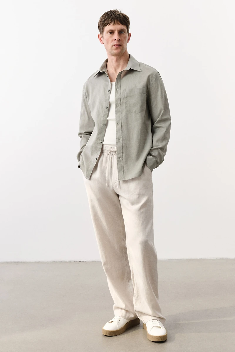 Regular-Fit Linen-Blend Shirt