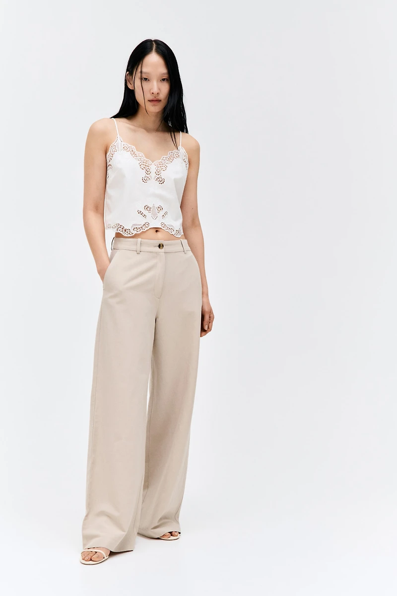 Wide-Leg Linen-Blend Pants