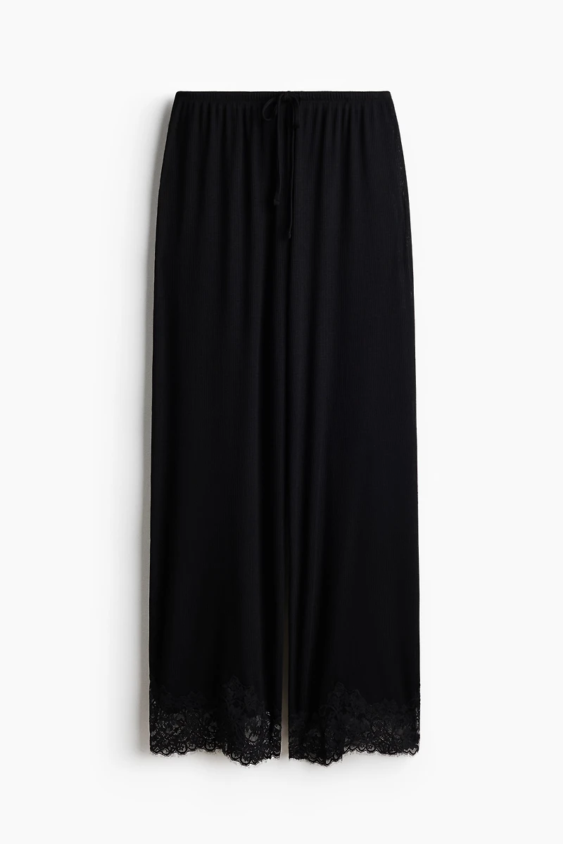 Lace-Trimmed Viscose-Blend Pajama Pants