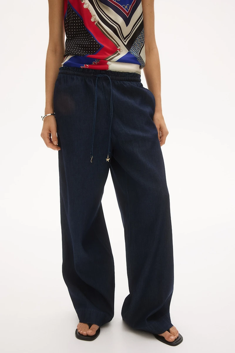 Wide-Cut Paper-Bag Pants