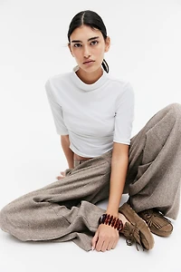Microfiber Mock Turtleneck Top