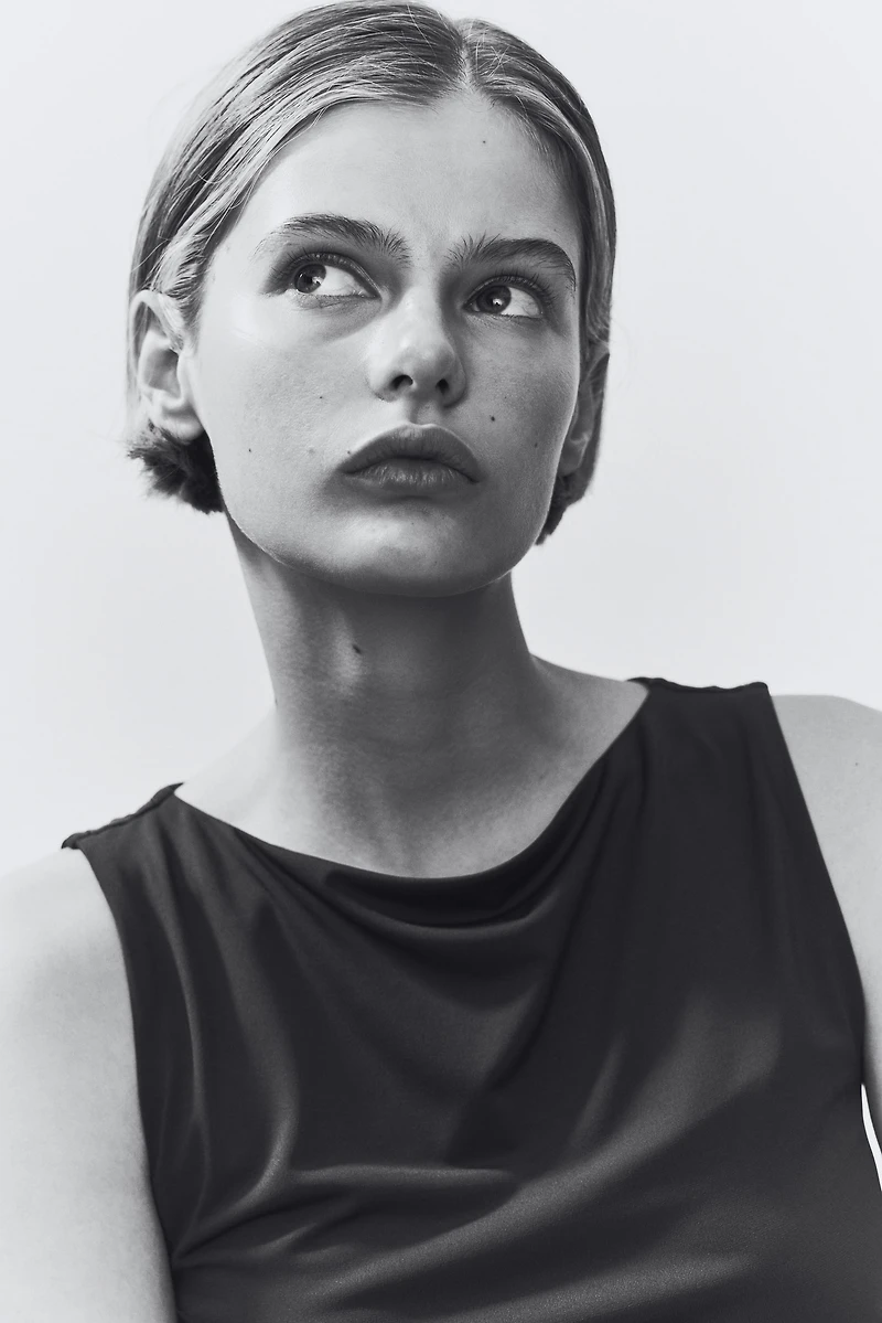 Draped Boat-Neck Top