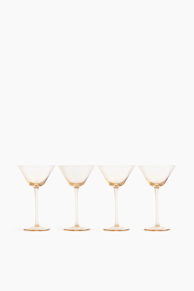 Lot de 4 verres à cocktail rainurées