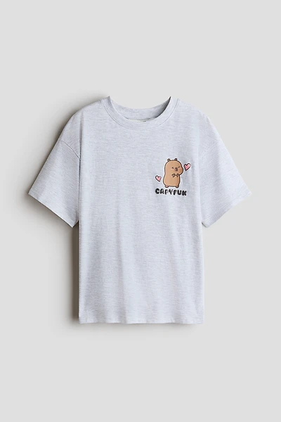 Cotton T-Shirt with Printed Motif