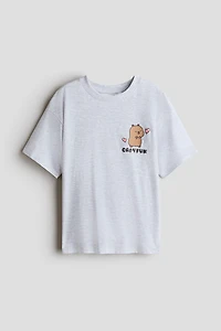 Cotton T-Shirt with Printed Motif