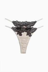 Lot de 2 culottes-ficelles Tanga en microfibre